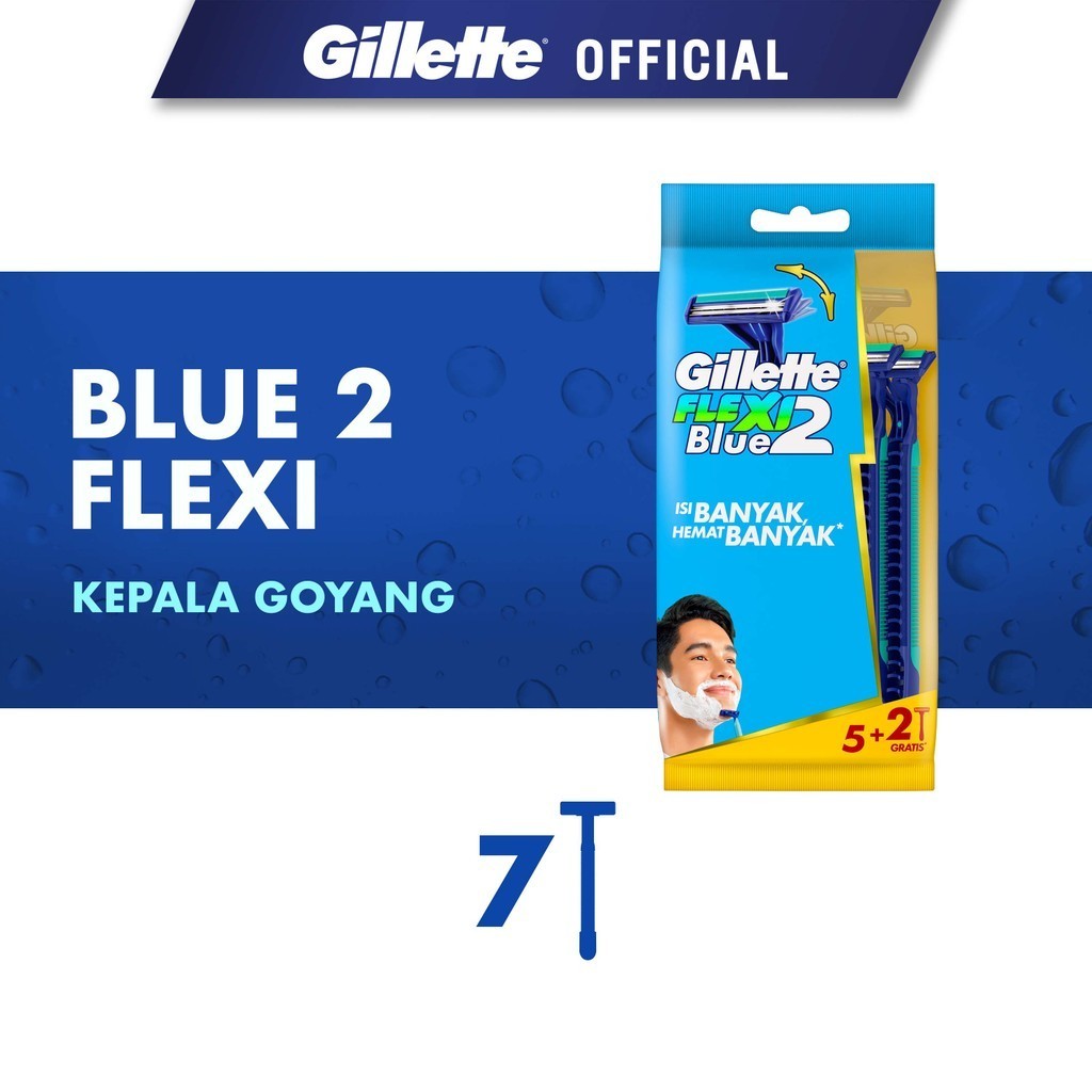 Gillette Alat Cukur Blue 2 Flexi Razor Pisau Cukur isi 5 Gratis 2