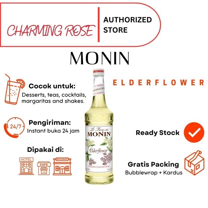 

Monin Elderflower Syrup 700ml Sirup Bunga Elderflower Minuman