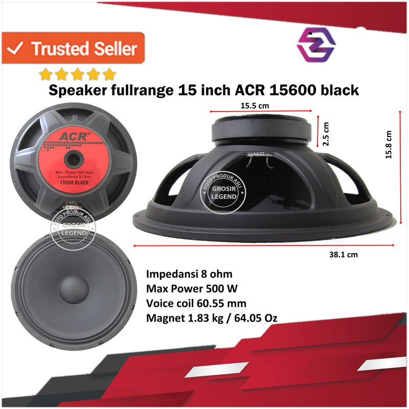 Speaker fullrange 15 inch ACR 15600 black