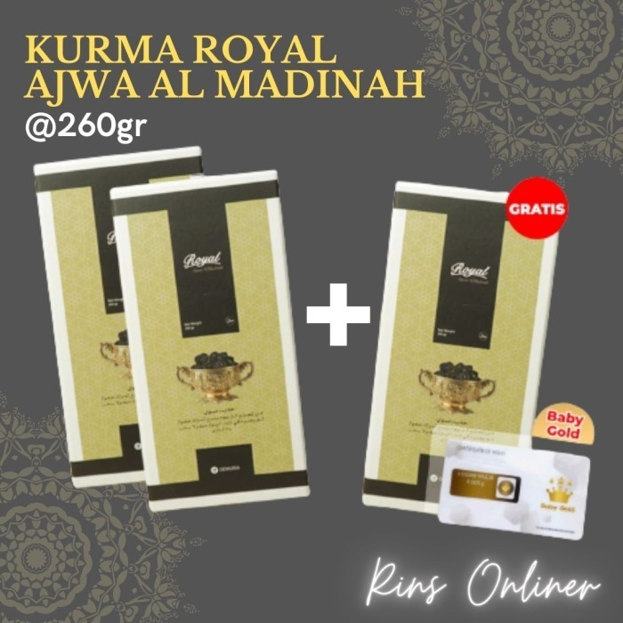 

2 Pcs Kurma Royal Ajwa Al-Madinah 260 Gram (Free 1 Pcs Kurma Ajwa)