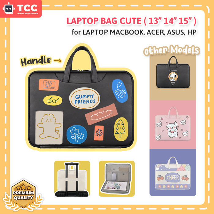 Tas Laptop 13 14 15 Sleeve Bag Pouch Lucu Asus Acer HP Lenovo Dell Msi