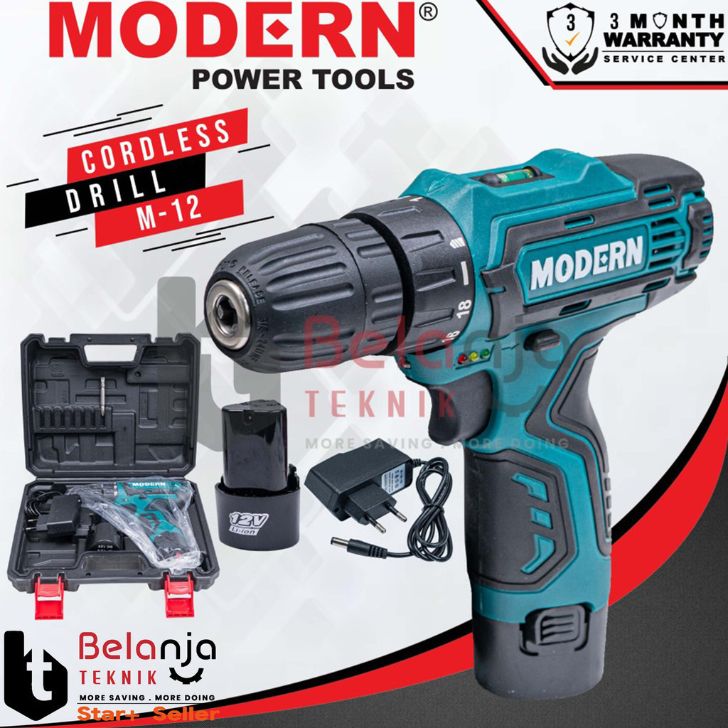 MODERN M-12V Bor Cordless Drill Baterai Batre Tanpa Kabel M12V 12V