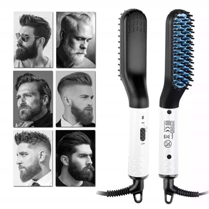 Hair & Beard Hot Straightener For Men Brush Catokan Sisir Rambut Pria