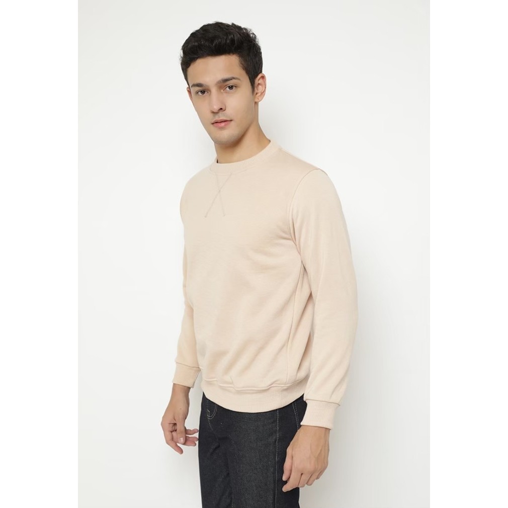 Hoodieku Sweater Polos Basic Cream - Pria