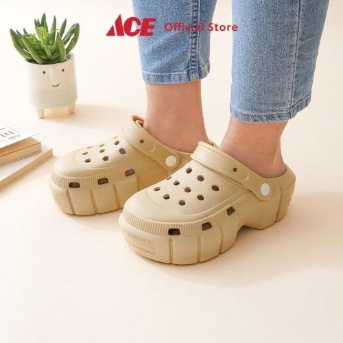 Ace - Ataru Ukuran 37 Sandal Wanita Clog Sling Back - Krem Beige