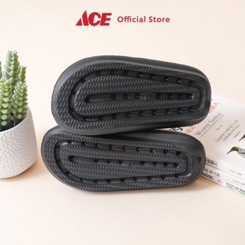 Ace - Ataru Ukuran 37 Sandal Thick Slides Double Buckle - Hitam