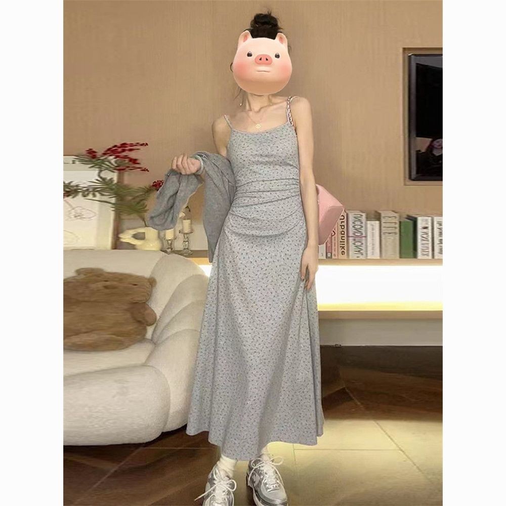 Gaun Panjang Wanita, Baju Ketat Gaya Perancis Bertali Pinggang Lembut