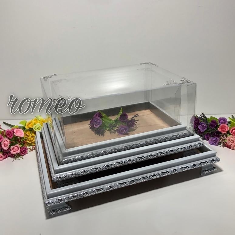 

SPECIAL Kotak Seserahan Frame Fiber Mewah 1 set isi 3 Hantaran Pernikahan Tutup Mika Hias Siku Plus Kaki gk-61