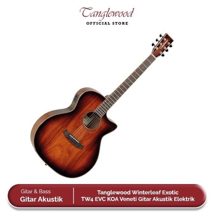 Tanglewood TW4 EVC KOA All KOA Grand Auditorium Gitar Akustik Elektrik