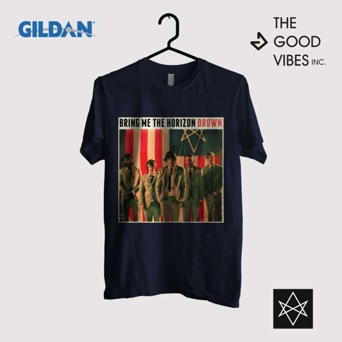 Kaos Band Bring Me The Horizon Original Gildan - Drown Artwork Navy