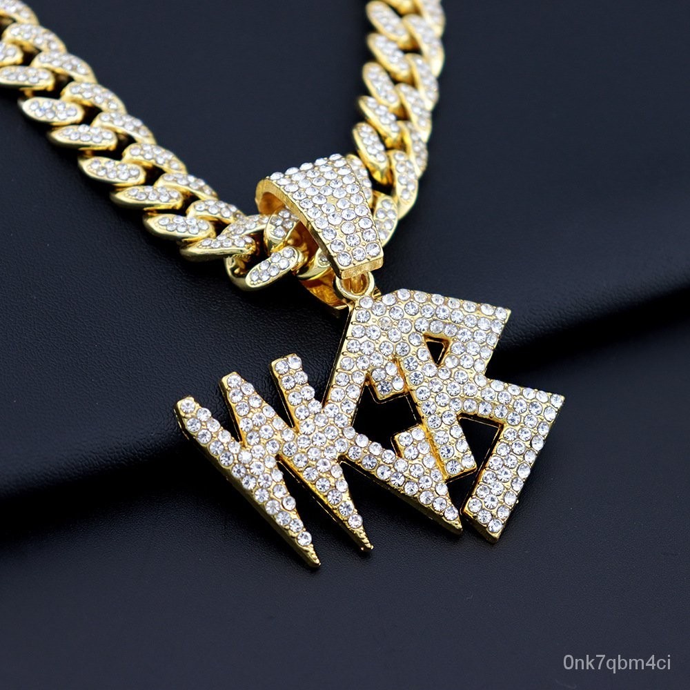 European and American OrnamentwishAliexpress Full Diamond English LettersWCBPendant Necklace Hip Hop