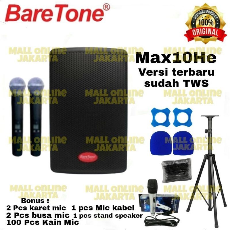 PROMO  Baretone Max10He Speaker Aktif portable Max 10He 10 inch TWS Bluetooth