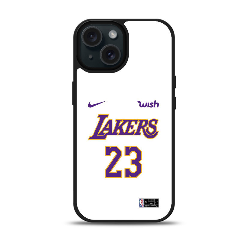 Case Casing iPhone 15 14 13 12 11 Pro Max Mini Plus X Xs Max XR Lakers White DF624