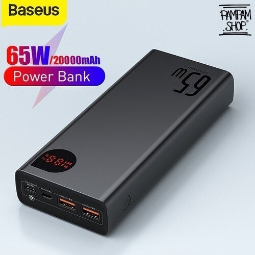 Baseus Original Power Bank Adaman 65W Type C Fast Charging Quick Charge Pd Digital Display Powerbank