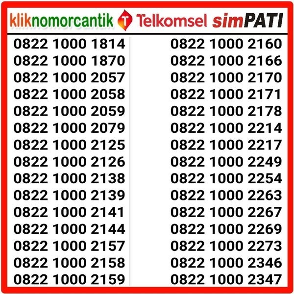 Nomor Cantik Simpati Kartu Perdana Simpati Seri 1000 Sp7