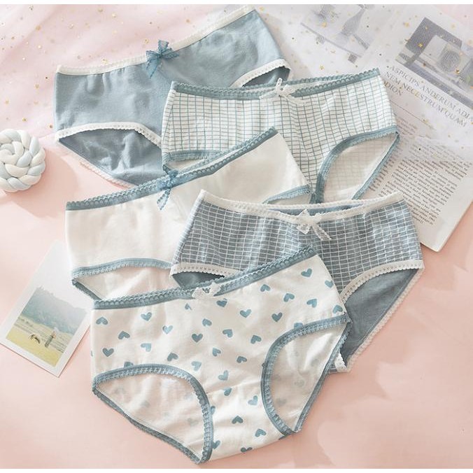 Celana dalam wanita Cotton Underwear CD Cewe Motif Kotak Love CD006 launtmiadamtu