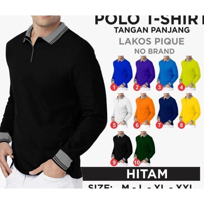 Kaos kerah pria polos lengan panjang | baju seragam kaos berkerah pria ssonmimarntu