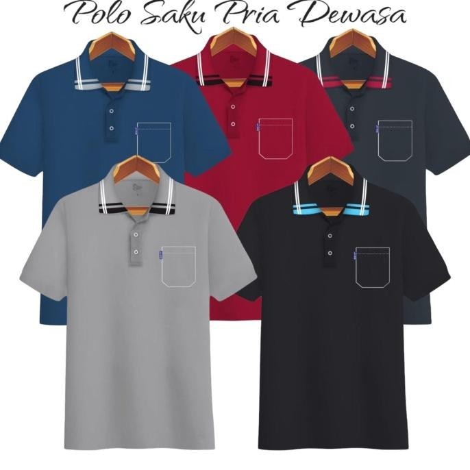 Kaos kerah pria polo polos saku | kaos pria kerah motif dewasa lucasmiadriantu