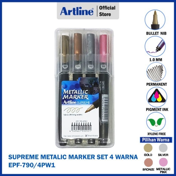 

Spidol Artpermanent Supreme Metalic Marker Set Epf-790/4Pw1