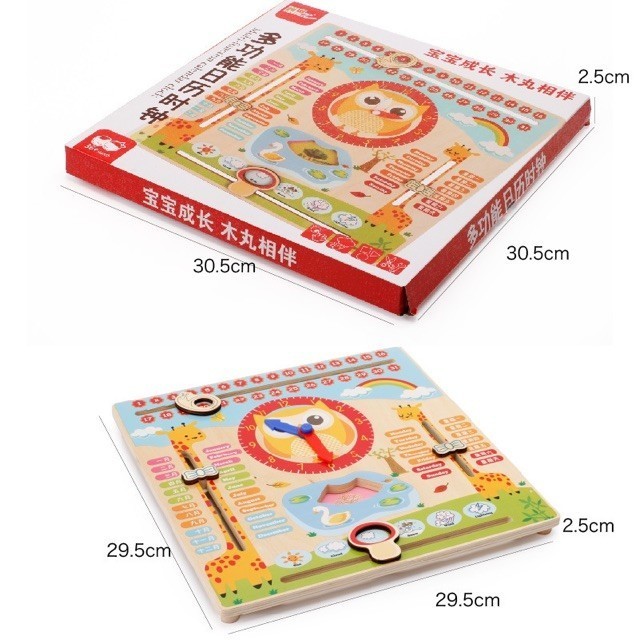

Papan Kayu Pengenalan Ktu Jam Tanggal - Wooden Learning Time Board