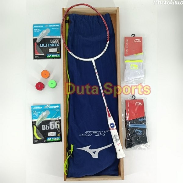 RAKET BADMINTON MIZUNO JPX 8 FLASH 5U5 FREE SENAR DAN PASANG SABLON LOGO