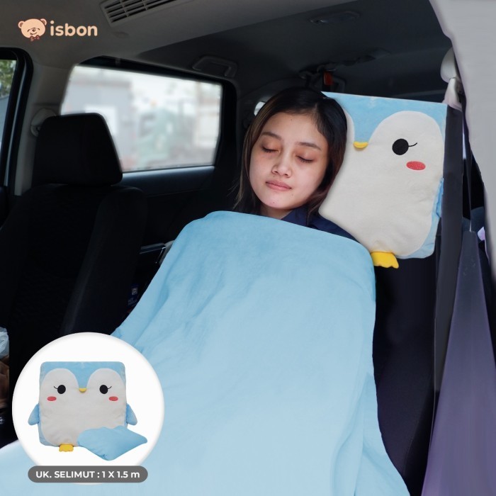 SALE TERBATAS Balmut Bantal Selimut ISTANA BONEKA Balmut Kotak Pinguin Blue