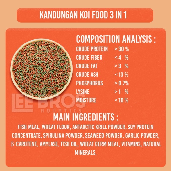 Pakan Ikan Koi / Pelet Ikan Koi 3 Mm Spirulina + Growth