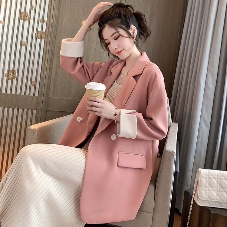 Jaket Jas Pink Wanita Gaya Korea