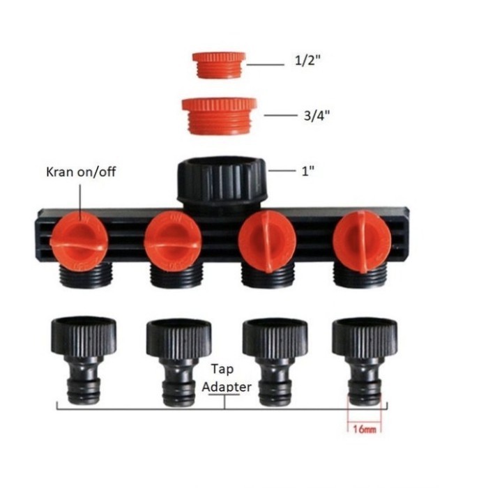 Produk Terbaru Konektor Keran Air 4 Arah/Konektor Keran Air 4 Cabang