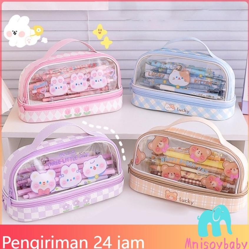 

If56 [Kirim Stiker] Tas Alat Tulis Transparan Berkapasitas Besar Tempat Pensil Murid Lucu Kotak Pensil Anak Laki-Laki Perempuan Berkualitas