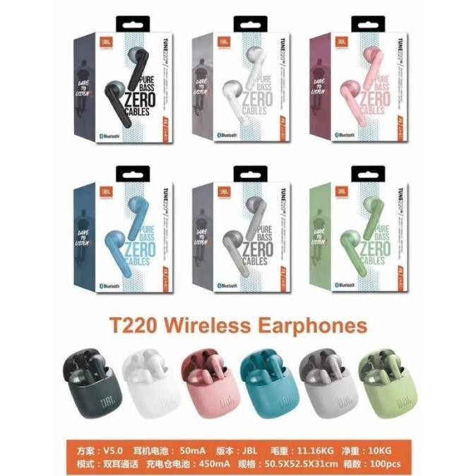 Jbl Tune 220 Tws Earbuds Headset Bluetooth Ori Super Clone Live Loewe_Vit