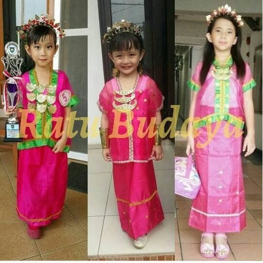 Baju Bodo Pakaian Adat Bodho Anak Perempuan TK / SD / SMP Set Lengkap