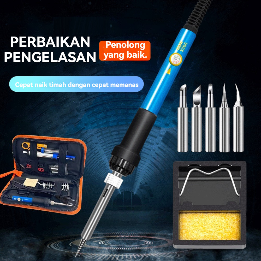 Murah 220V 200-450 °C 5 Tips Solder Set 60W Fast Heating with Listrik Paket Berkualitas