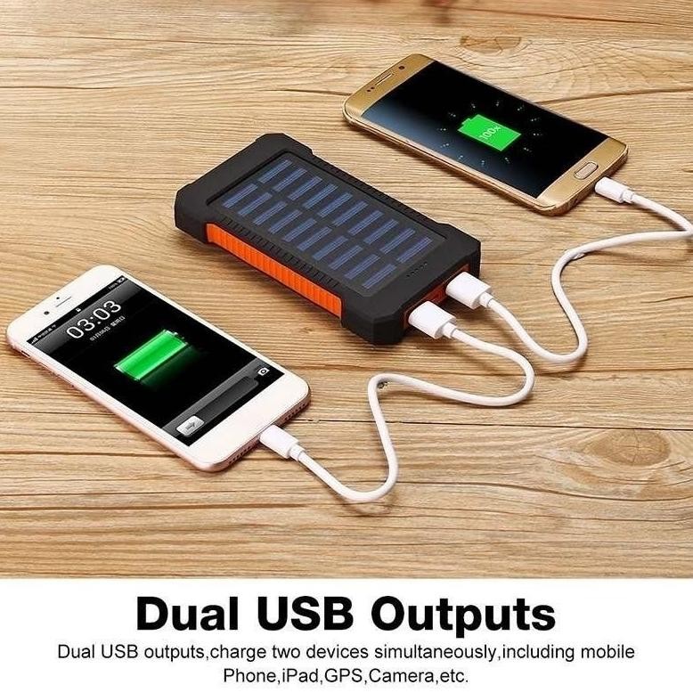 COD50000 MAH POWERBANK SOLAR CELL TENAGA MATAHARI DUAL USB FLASHLIGHT DAYA PONSEL POWERBANK SOLAR 50