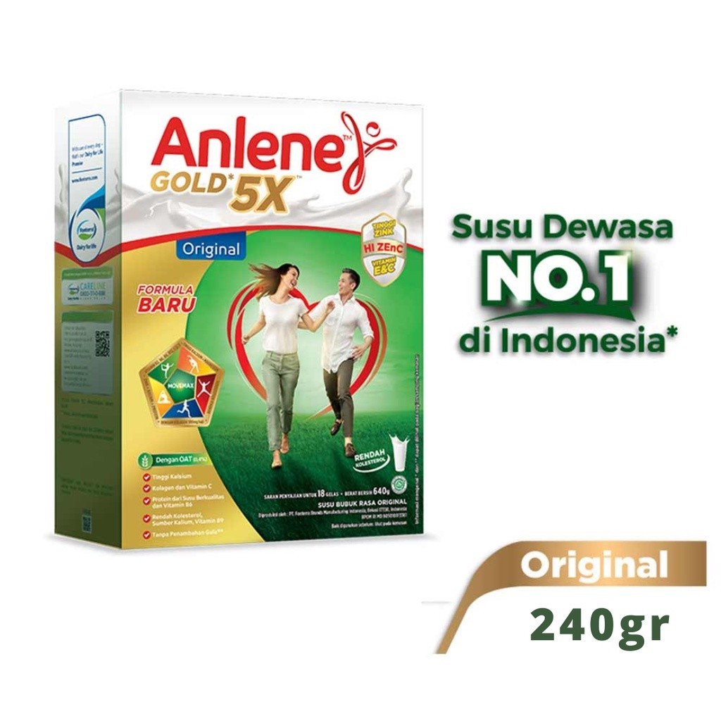 

ANLENE GOLD 5X RASA COKLAT DAN VANILLA 240G - SUSU BUBUK NUTRISI TULANG, SENDI, DAN OTOT