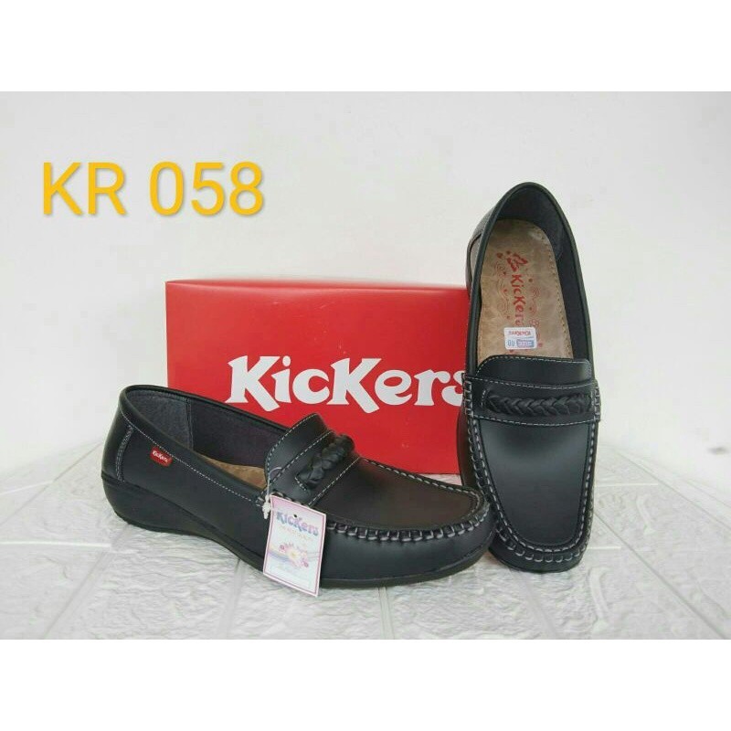 Promo Mega Sale 4.4 // sepatu pantofel Kickers pantofel wanita flat kerja sekolah formal hitam