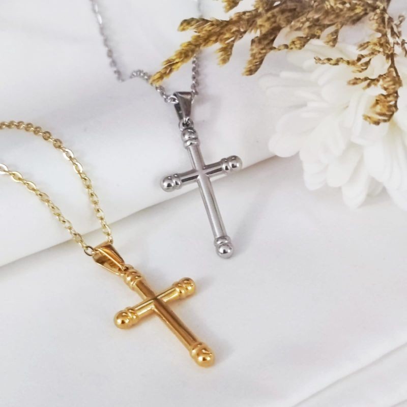 Kalung Salib Pria Wanita Rantai Nuri Titanium