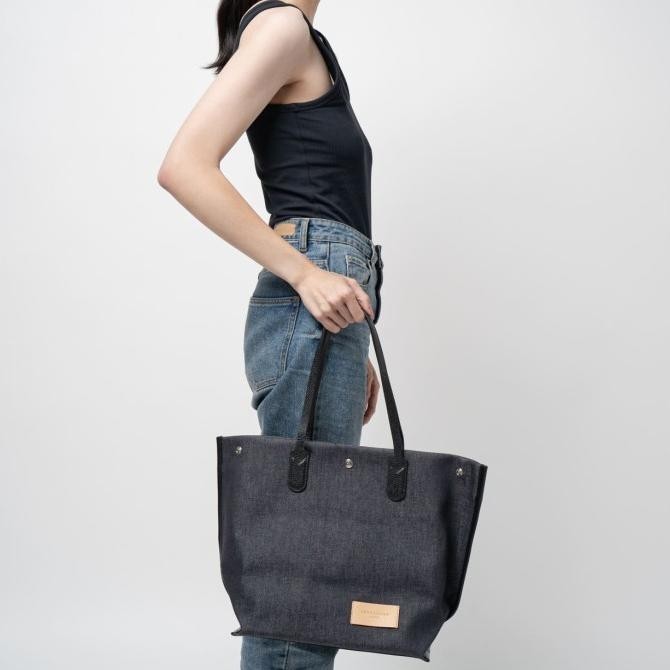 Sale Terbaru Longchamp Essential Large Tote Bag Canvas Denim Woman Mahiswaragendhis