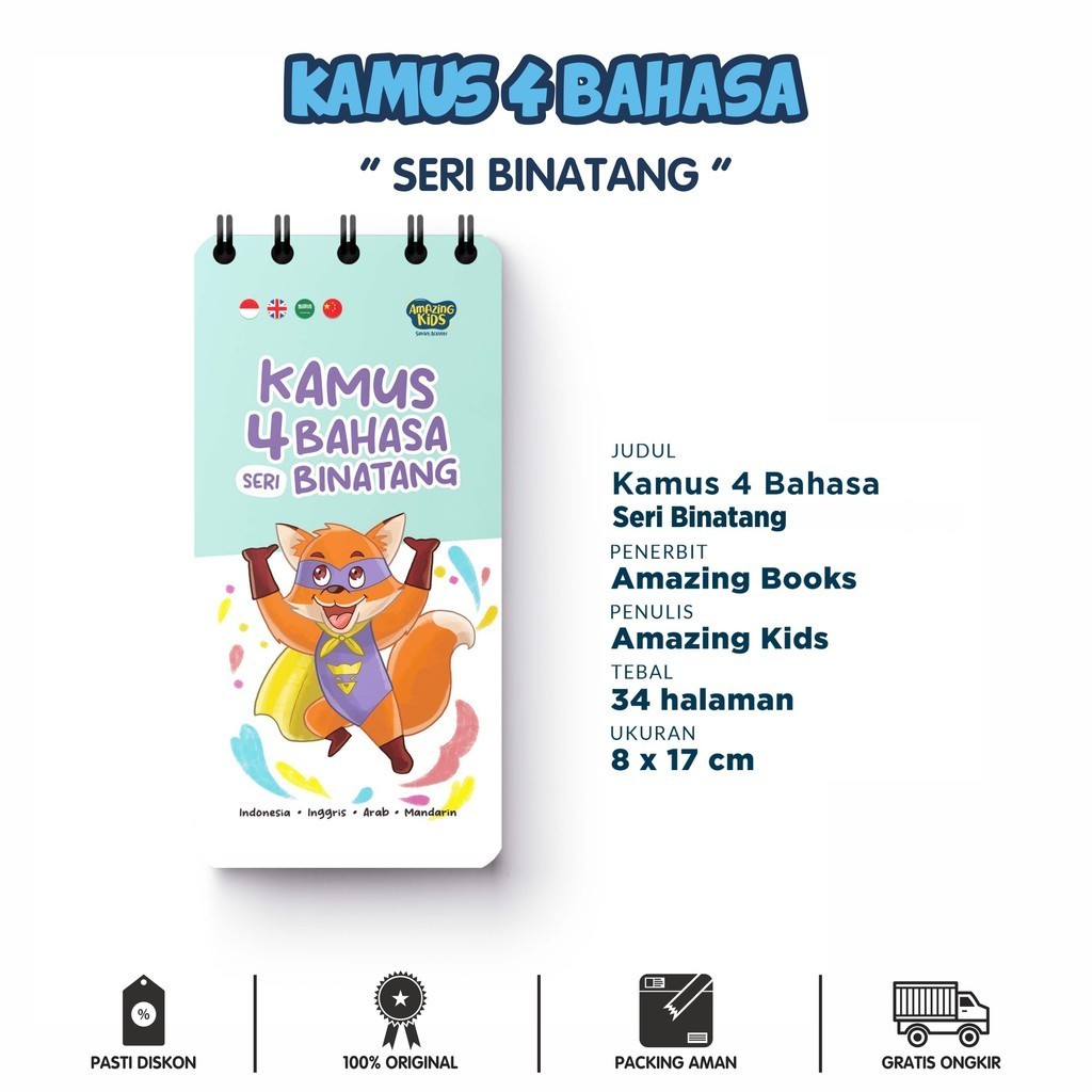 Kamus 4 Bahasa Seri Binatang (Indonesia-Inggris-Arab-Mandarin) [Hc]