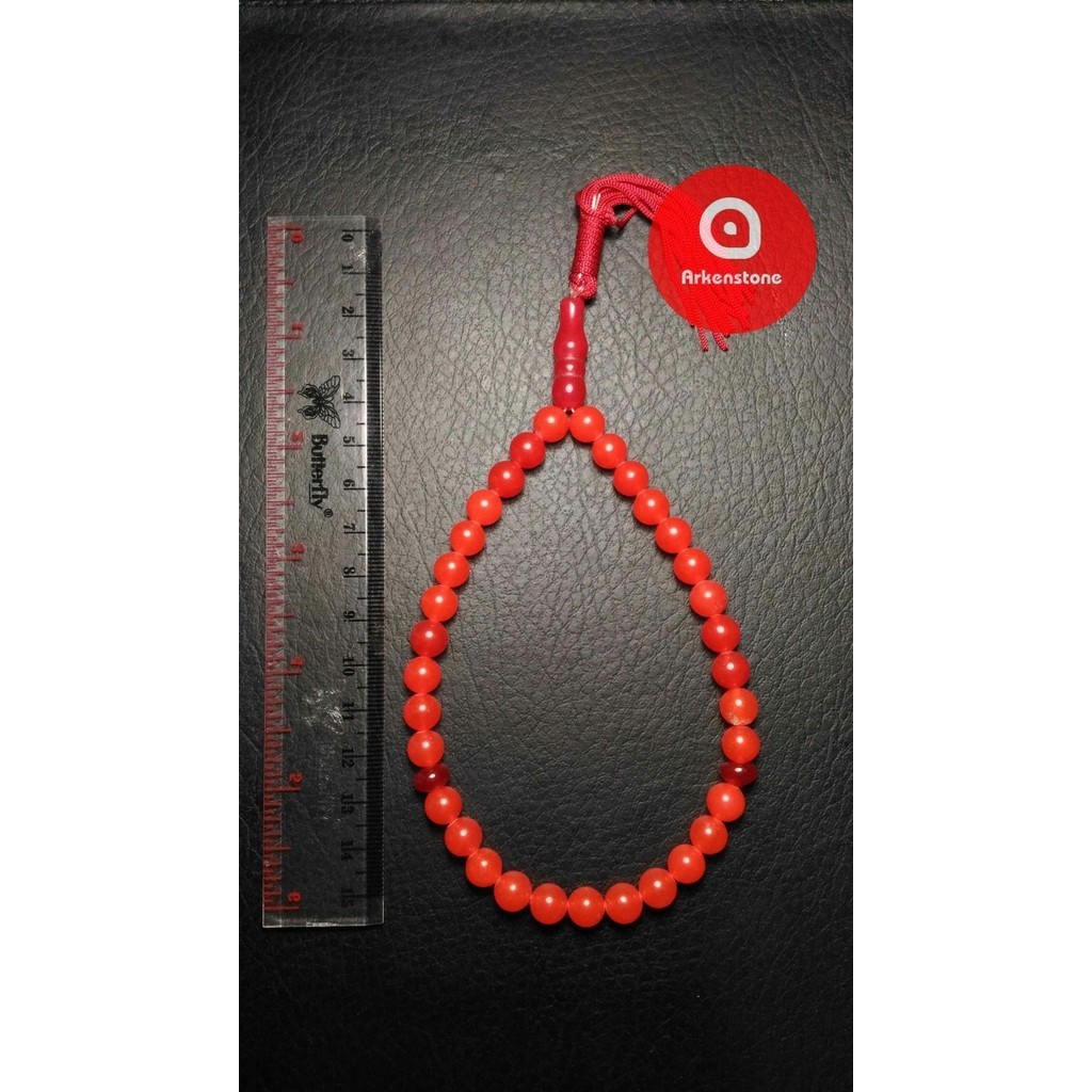 Tasbih Batu Asli Giok Merah Crystal 33 Butir