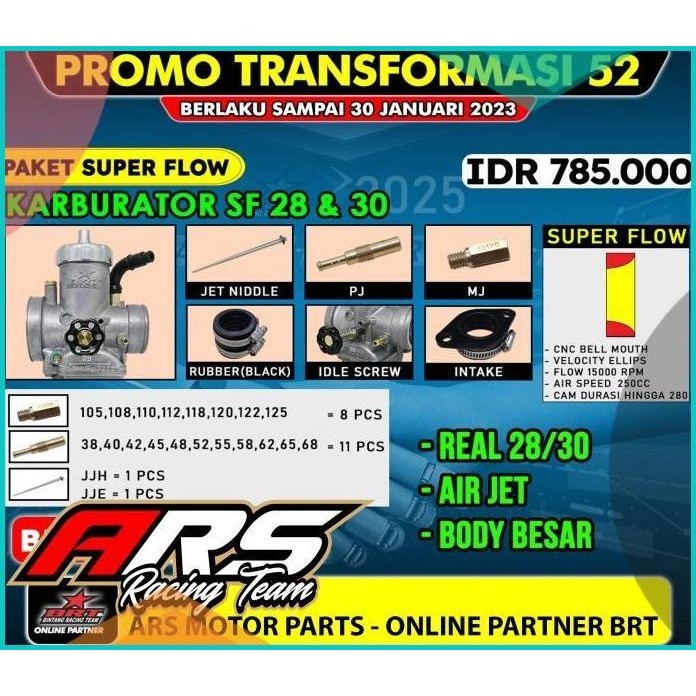 KARBURATOR BRT SUPER FLOW PE 28 & PE 30 - KARBU BRT PE 28 SF - PE 30 S