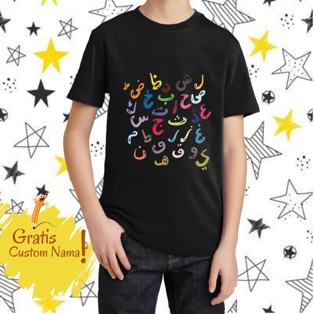 BAJU KAOS ANAK HIJAIYAH / BAJU KAOS ANAK HURUF ARAB