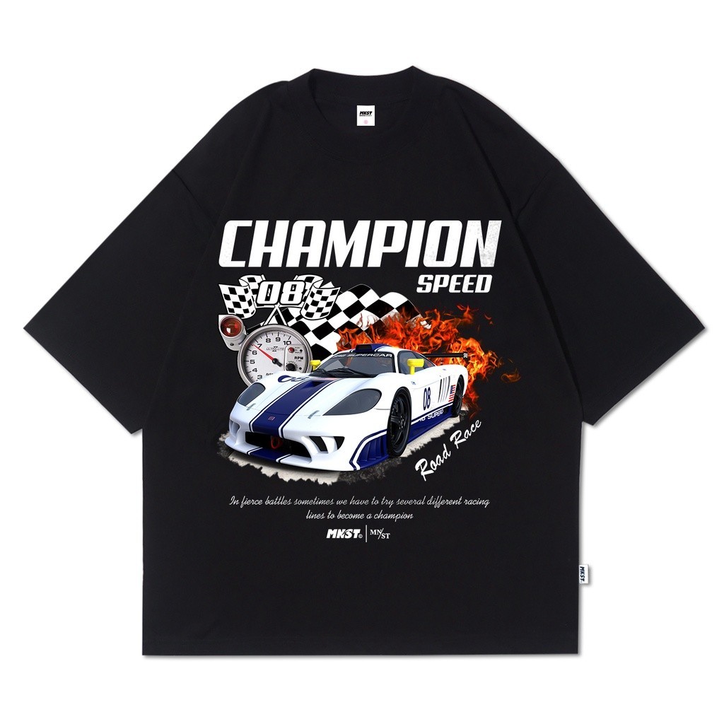 Mnst | Kaos Tshirt Oversize | Black | Champion