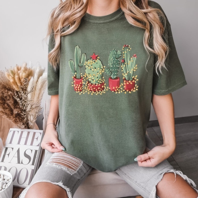 Christmas Cactus Shirt Christmas Shirt Cowboy Christmas Cactus Lover Gift Cactus Shirt Merry Christm