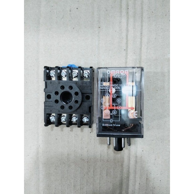 relay Omron mk2p 220v 8kaki + socket / relay 220v 8pin + socket/ Original omron