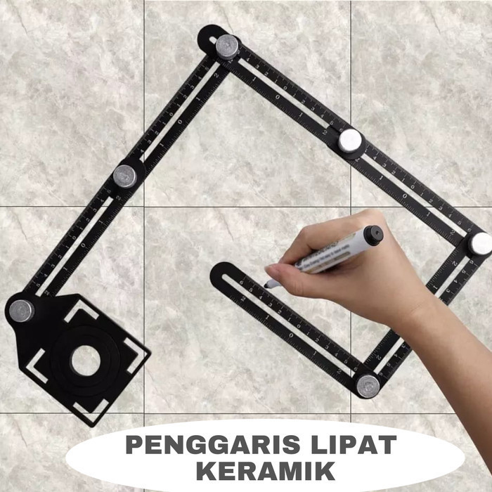 

Penggaris Lipat 6 Sudut Siku Pola Multifungsi Alat Ukur Keramik Lubang