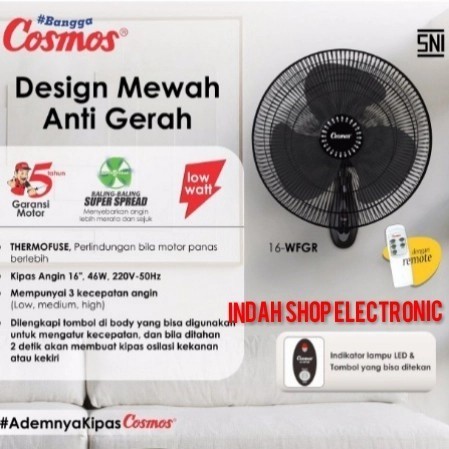 Kipas Angin Dinding Cosmos 16" Remot / Wallfan Cosmos 16Wfgr