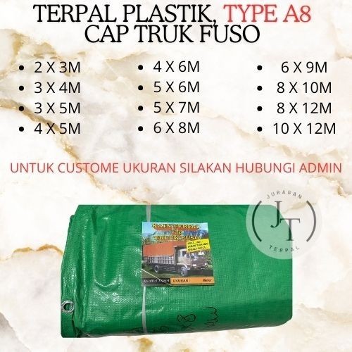 TERPAL PLASTIK TERMURAH TYPE A8 CAP TRUK FUSO BANYAK UKURAN