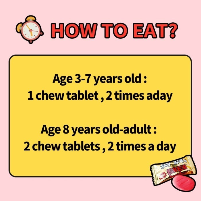 [Original] 30Pcs Tenten Ten Ten Chewable Table Vitamin Korea Peninggi Badan