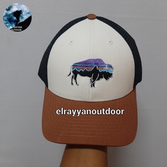 Diskon Murah  PATAGONIA FITZ ROY BISON TRUCKER HAT BROWN/WHITE/BLACK ORIGINAL